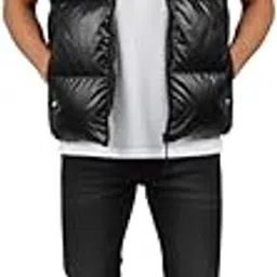 Men's Puffer Vest, Quilted Sleeveless Down Jacket, Lightweight Winter Outerwear with High Neck, Available in Black and Forest Green-picture-22