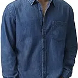 Men's Regular Fit Full Sleeve Solid Denim Shirt-image-1