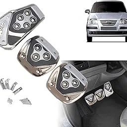 Selifaur - 3 Pcs Silver Non-Slip Manual Car Pedals kit Pad Covers Set for Hyundai Santro-picture-50