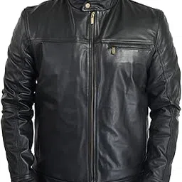 body guard Men's Black Genuine Leather Jacket (L)-picture-24