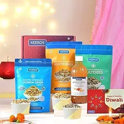 Keeros Healthy Diwali Gift Hamper : Combo of Sweet & Salted, Tasty & Nutritious Roasted Super Snacks & Health Drink in Premium Gift Box| Combo of 3 Supersnacks & Apple Cider Vinegar-image-39