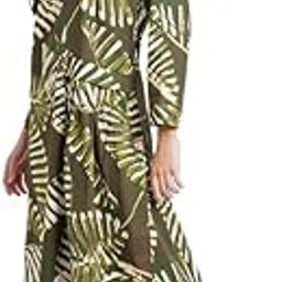 the poppy pink Printed Keyhole Neck Full Sleeve Pure Cotton A-Line Dress Comfortable Casual | Classic Button-Down | Lightweight and Breathable | Leaf Green | M-picture-58