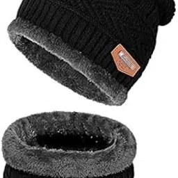 nokhet Beanie Hat Scarf Set Winter Warm Knit Hat Thick Skull Cap for Men and Women (01 Black, Beanie Hat)-picture-11