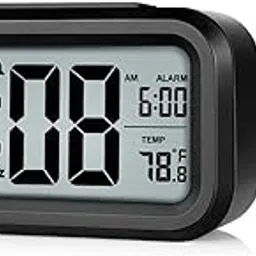 LANDNEOO Digital Alarm Clock Table Clock for Students, Home, Office, Corporate with Automatic Sensor, Date & Temperature-Black, (1 x Alarm Clock, 1 x Tottoo Lipstick)-picture-15