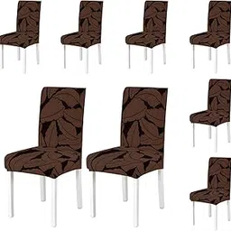 Styleys Stretch Jacquard Dining Chair Covers – Removable Washable Slipcovers for Parsons Chairs – Anti-Slip, Wrinkle-Resistant, Elegant Fit (Pack of 8, Brown Botanical, JZYYYT-4)-picture-15