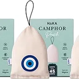 Haka Camphor Pouch –100% Pure Camphor | Multipurpose Natural Chemical Free Air Freshener for Car, Wardrobe, Bathroom & Room | Eco-Friendly Aroma Bag (Pack of 2) (Evil Eye X 2, Natural)-image-52