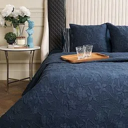 Etonner Herbage Navy Blue Double Bed Cover-picture-11