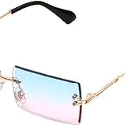 huvora Imported Rimless Rectangular Metal Frame Retro Sunglasses-picture-39