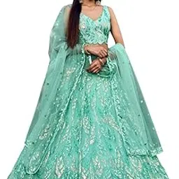 Woman's Fabulous Turquoise Sequins Net Lehenga Choli-picture-33