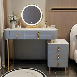 Vandana Interiors Modern 39" Metal Makeup Vanity with Drawer and Side Cabinet for Bedroom-image-27
