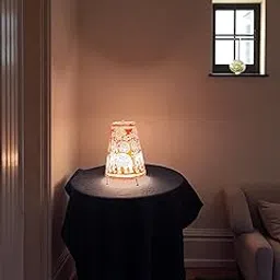 Tholu Bommalata Handicraft Table Floor Lamp for Home Decoration | Spiritual, Festive, Diwali Décor | Ethnic Parchment Leather Shadow Puppet Style (Floral) | Size -34 x 21 Dia x 11 Dia cm-picture-24