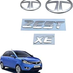 SKM Car 3D Emblem Chrome Finish Logo Monogram Compatible Fits Zest XE Nameplate Front & Rear Logo Badge Kit Set-image-17