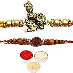 Rakhi Combo: 1 Laddu Gopal Designer Rakhi and 1 Thread Rakhi for Brother with Roli Chawal & Personal Message (Perfect Rakshabandhan Gift Combo for Brother Bhaiya Bhabhi)-image-72