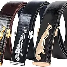fitknot Premium Black/Brown Faux Leather Belt with Golden/Silver Buckle - Designer Dressy Fashion Accessory (Pack Of 3)-picture-18