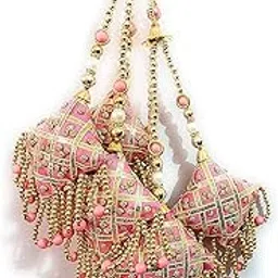 Libas Fashion Latkan for Lehenga Crafts Hanging Tassels Heavy Bridal Wedding Dress for Women Pair of 2 pcs Color Baby Pink-image-11