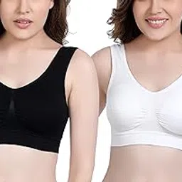 shoppy villa with sv logo SHOPPY Villa Women's Cotton & Elastane Padded Non-Wired Air Bra, Free Size 28-34-picture-12