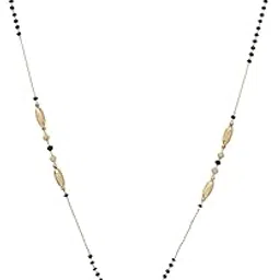 meira jewellery Stylish Gold-Plated Mangalsutra Necklace with AD Stone Studded Modern Pendant, Ethnic Traditional Black Beaded Contemporary Fashion Tanmani Chain Jewellery Gift for Women and Brides-30-picture-12