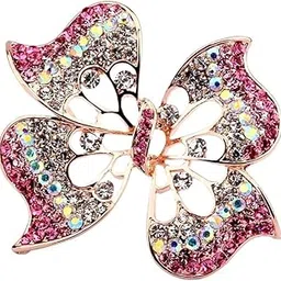 university trendz Gold-tone Pink Crystal Floral Shape Brooch for Women/Girl's-picture-53