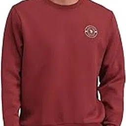 Mens Orange Solid Crew Neck Long Sleeve Casual Cotton Regular Fit Sweatshirt-image-95