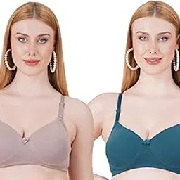 celary Women's Bra Cotton Blend Lightly Padded|| Wirefree T-Shirt||Soft Pad for Daily use|| Every Day Use Bra || 2 Piece Combo-picture-14