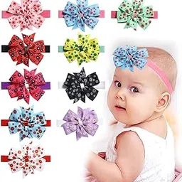 Xivir 10 Pcs Grosgrain Flower design Hair Bows Headbands for Newborn Infants - Colorful & Soft Hair Band Hair Accessories for Infants Newborn Toddler-picture-12
