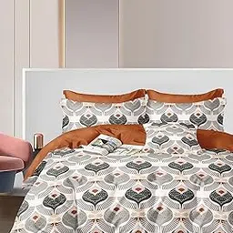 Slazie Cotton Bedding Set King Size| 300 TC Double Bed Duvet Cover with Zipper (90x100 in), Double Bed Fitted Bedsheet (72x78+10 in Depth), 2 Pillow Covers (18x28 in) |Multicolor Spades-image-8