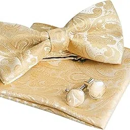 alizeal Mens Paisley Bow Tie, Hanky and Cufflinks-picture-44