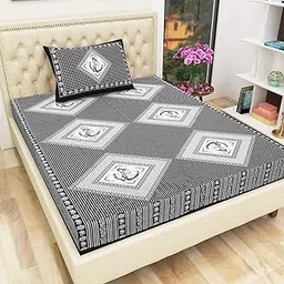 RHF Cotton 144 TC Single Bedsheet with Pillow Cover - Black and White-picture-10