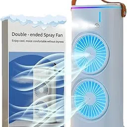 Double Ended Spray Cooler Fan | Mini Cooler for Room | Portable Mini AC Air Cooler with 7 colors LED Light | 280ml Water Tank Mist Fan-image-0