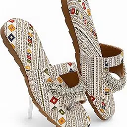 glam soles Women's Ethnic Flat Sandal with Ghungroo Design|Stylish Ethnic Flat Chappals for Casual & Festive for Girls & Women-picture-57