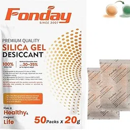 20Gram [50 Packets] Fonday Rechargeable Silica Gel Desiccant Packets Food Grade Fast Reactivate Desiccant Bags Moisture Indicating Orange to Green image 1