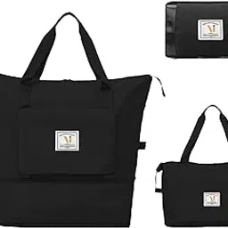 ai ankit international Large Capacity Folding Travel Bag,Waterproof Lightweight Foldable Expandable Travel Duffel Bag for Women- Black-picture-35