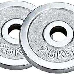 Dolphy 2.5 kg x 2 Standard Weight Plates for Home Gym | 1 Inch Chrome Iron Weight Lifting Plates 5 kg-picture-10