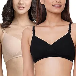 inner sense Organic Cotton Bamboo Nursing Bra for Women I Feeding Bra with Wire Free Design and Hook and Eye I Full Coverage Lightly Padded Maternity Wear (Combo Pack)-picture-10