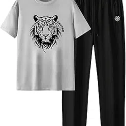 AUSK Men Printed Casual Summer Wear Coords Stylish Gents Cord Set Half Sleeves Latest Co Ord Track Suit Round Neck Western Co-ord Set-picture-52