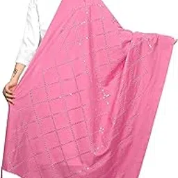 kemza Women's Embroidered Cotton Mirror Dupatta in Checks Pattern-picture-20