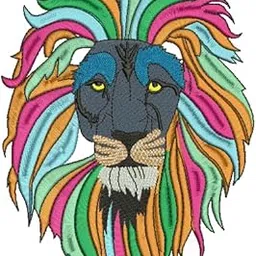 Multy Color Lion Embroidery sew Patch 8 INCH Hight-image-0