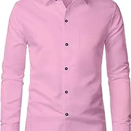 babirusa Men's Cotton Blend Shirt with Solid Bottom Down Long Sleeve Spread Collared Neck Regular Fit and Standard Length | Shirt for Man-picture-47