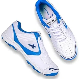 vector x Pull up Cricket Shoes Synthetic Leather Upper/PVC Sole Studs for Men Velcro & Lace up | Lightweight & Durable Footwear| Ideal for Turf, Ground & Hard Surfaces (White-Orange, Size-10)-picture-11