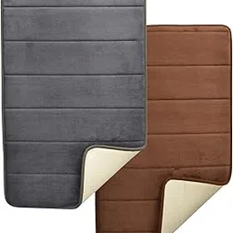 BEAR GRIPS Memory Foam Bathroom Door Mat, Non-Slip, Anti Skid, Ultra Soft, Super Water Absorption,Thick and Easy to Dry (Size: 70 X 45 cm, Color: Coffee & Dark Grey) - Pack of 2-picture-18