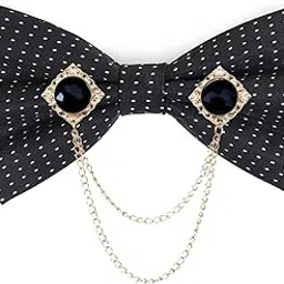 Luxury Designer Bow Tie with Gold Chain & Gem | Premium Satin Bow Tie for Men | Wedding, Party & Formal Wear Accessory. Polka-Dots-image-13