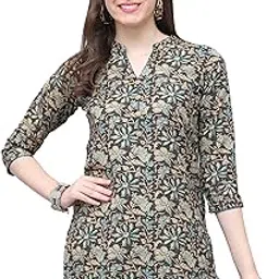 rajnandini Women's Cotton Blend Floral Printed Tunic (JOPLST737-P_Brown & Beige)-picture-33
