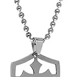 m men style Mens Cross Shield Charm Religious Jewelry Cross Shield Pendant Silver Stainless Steel Pendant Necklace Chain For Men And Women LC110-picture-44