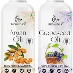 Biomidas 100% Pure Argan Oil 60ML & Grapeseed Oil 60ML Combo For Rapid Hair Growth, Anti Hair Fall, Split Ends & Promotes Softer & Shinier Hair (Pack Of 2)-picture-39