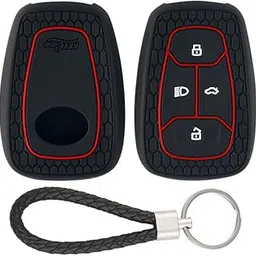 Keycare Silicone Key Cover & Keychain Compatible for TataPunch EV,Altroz,Nexon EV,Punch,Tigor EV,Safari,Tiago EV,Nexon,Harrier,Tiago,Tigor 4 Button Smart Key (Black with KCMiniBlack Keyring)-picture-62