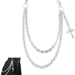 gustave Punk Layered Pants Chain for Men Women Silver Cross Rivet Tassel Wallet Chains Hip Hop Pocket Chains Goth Jewelry Key Chain Wallet for Men-picture-55