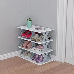 NYALKARAN Multi-Purpose Stackable Shoe Rack Adjustable Slots (Grey Double Plate, 4 Layer)-picture-46