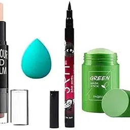 3D Contour Concealer Stick with Foundation Blender, 36-Hour Long-Lasting Eyeliner, Full-Coverage Waterproof Makeup Set, Green Tea Mask-picture-46