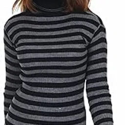 Women's & Girls Strip Super Warm Woolen Full Sleeves High Neck/Inner/Skivvy/Sweater/Pullover for Winters. Pack of 1-image-83