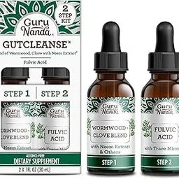 GuruNanda Gutcleanse 2-Step Kit - Dietary Supplement to Help with Digestion - Blend of Fulvic Acid, Wormwood, Clove & Neem Extract-picture-23